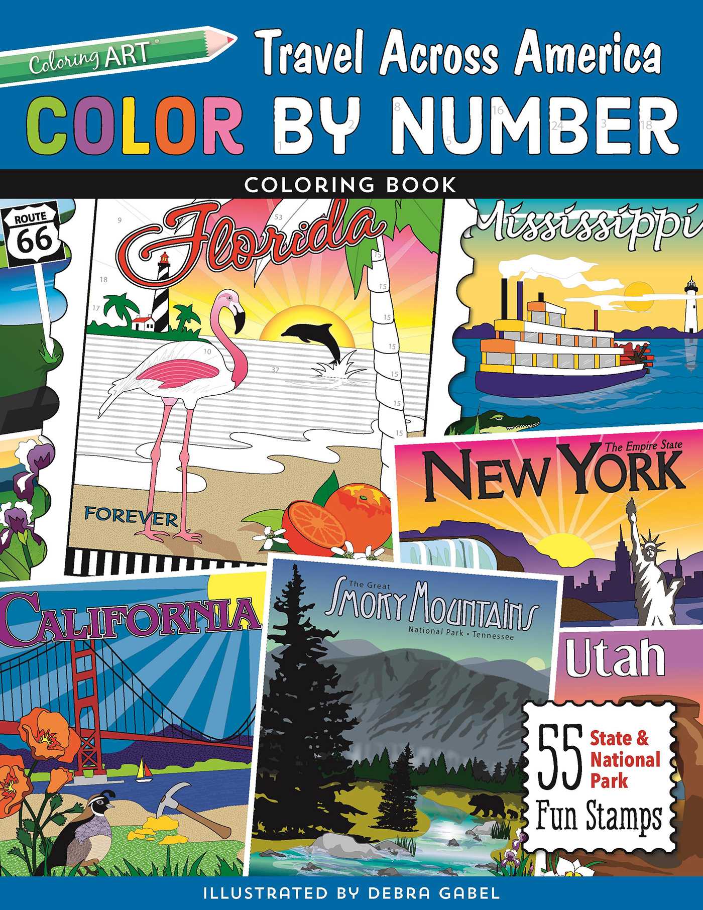 Color by Number Travel Across America Coloring Book POD