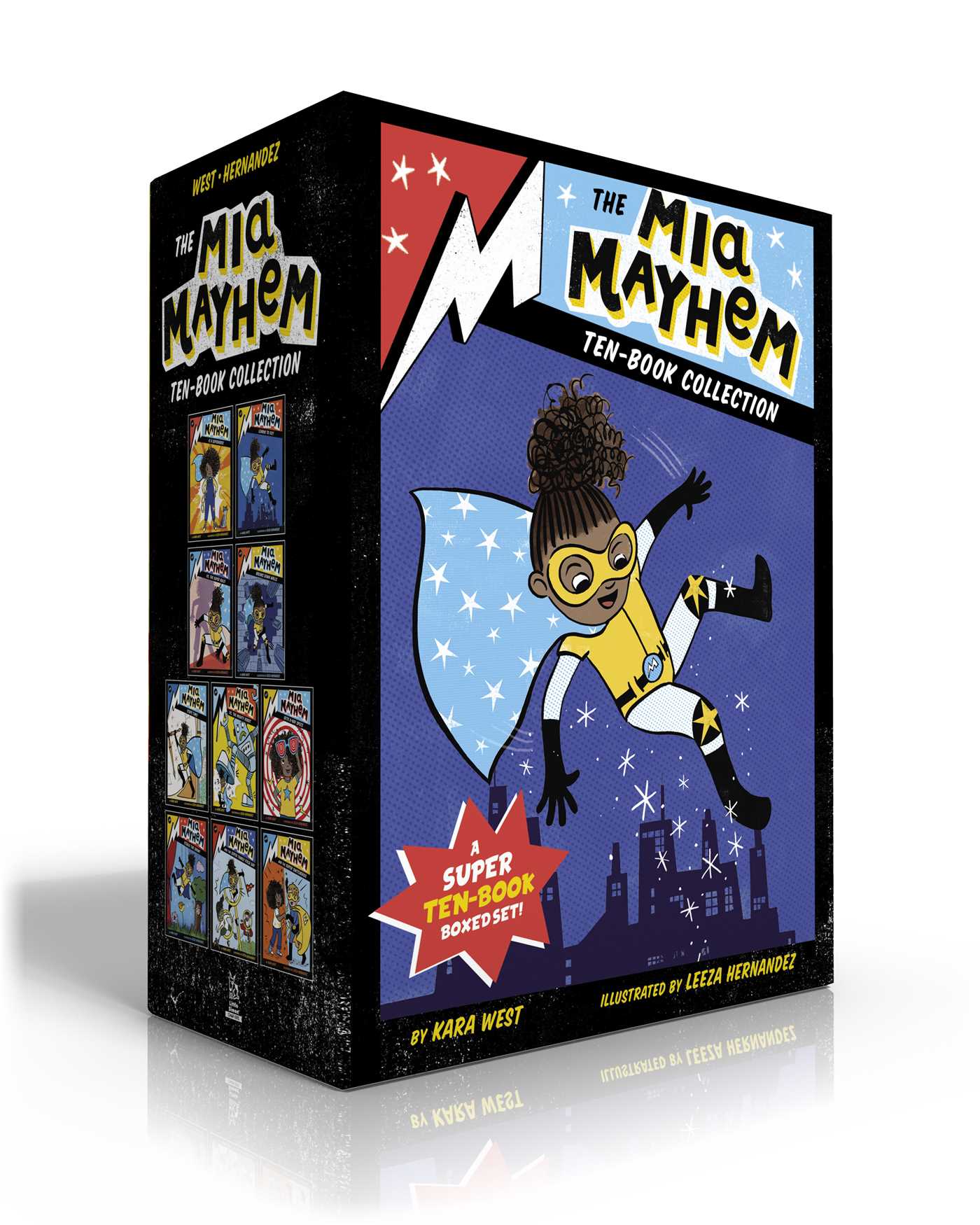 Mia Mayhem Ten-Book Collection (Boxed Set): Mia Mayhem Is a Superhero!; Learns to Fly!; vs. the Super Bully; Breaks Down Walls; Stops Time!; vs. the Mighty Robot; Gets X-Ray Specs; Steals the Show!; and the Super Family Field Day; and the Super Switcheroo