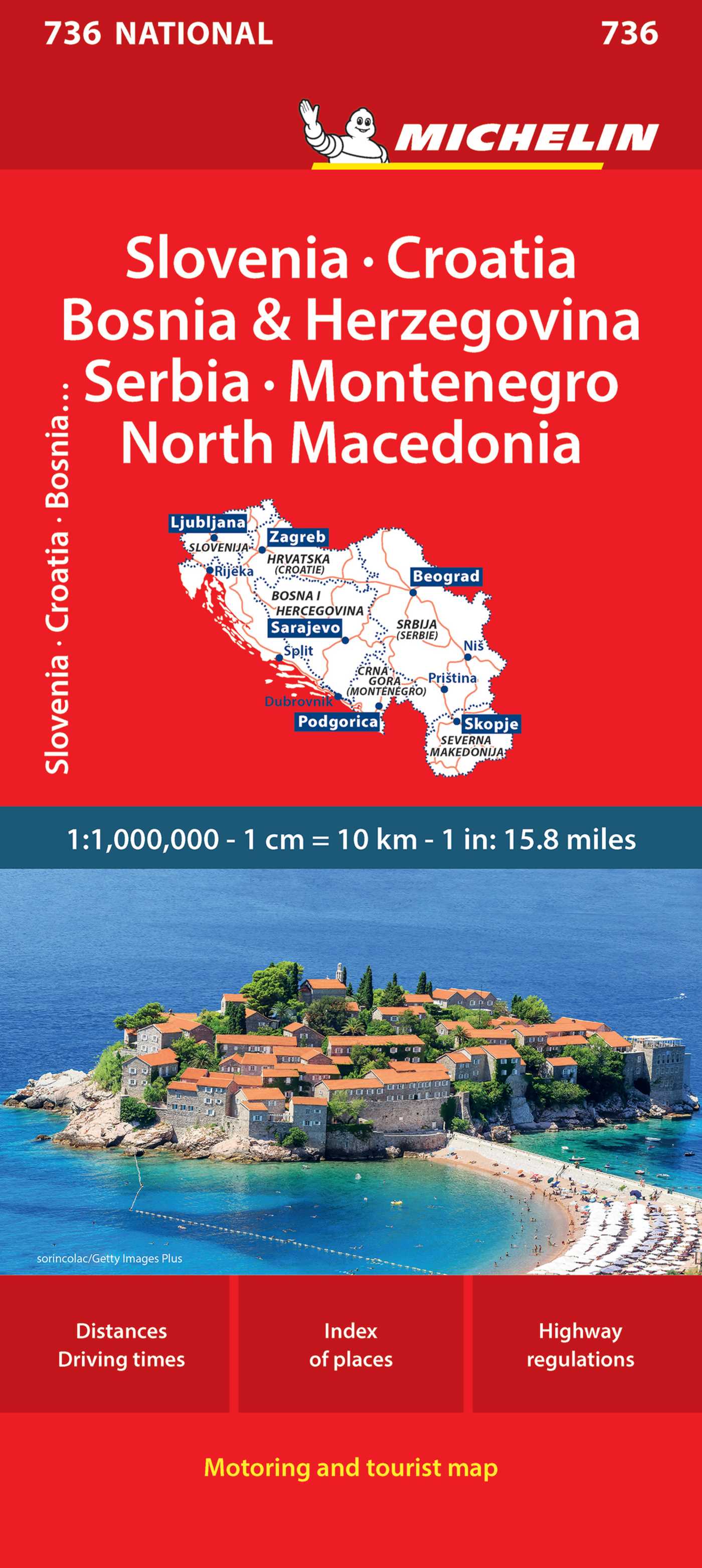 Michelin Slovenia Croatia Bosnia-Herzegovina Yugoslavia Former Yug. of Macedonia Map 736