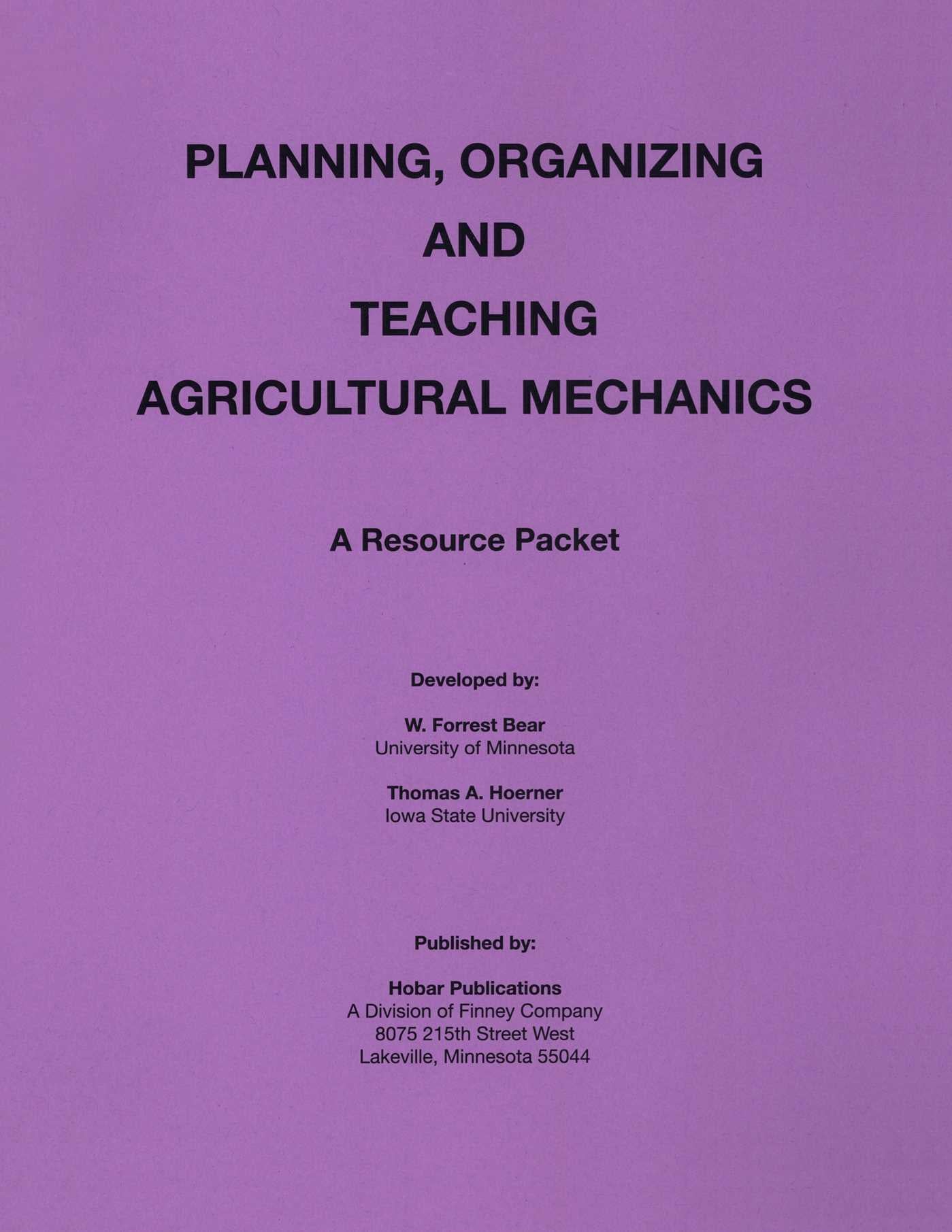Planning Organization and Teaching Agricultural Mechanics