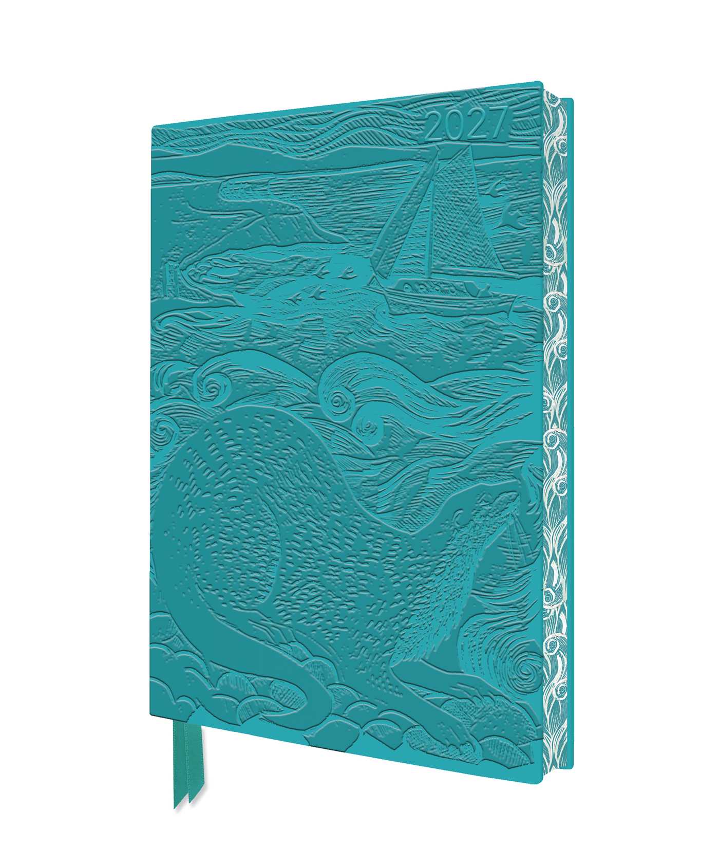 Angela Harding: Shetland Otter & Windsong 2027 Artisan Art Vegan Leather Diary Planner – Page to View with Notes