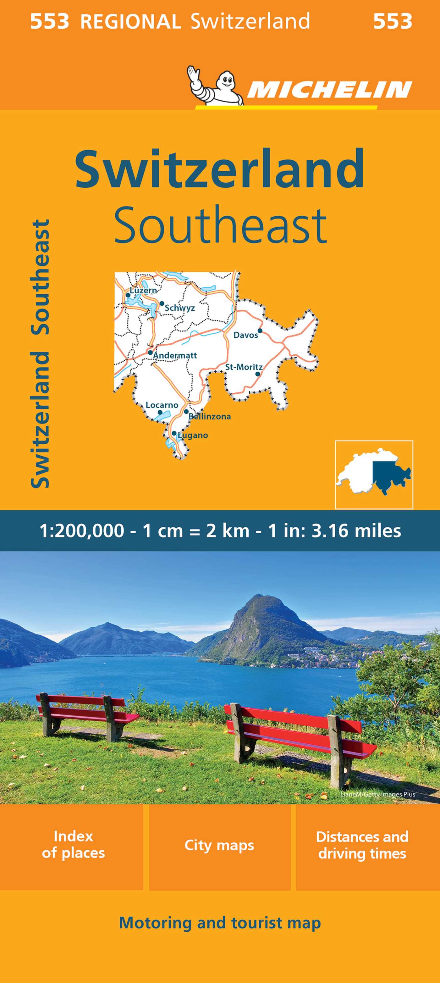 Michelin Switzerland: Southeast Map 553