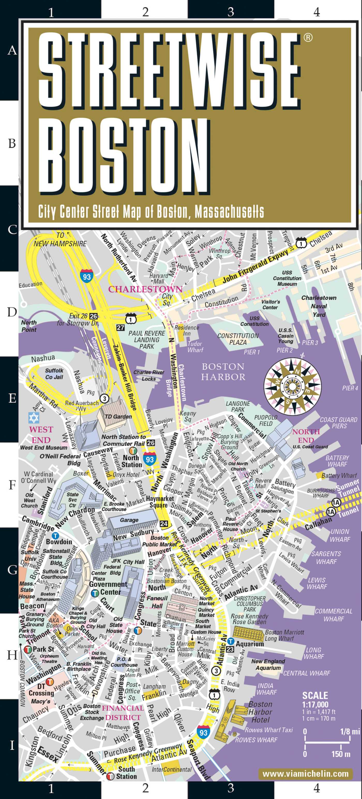 Streetwise Boston Map - Laminated City Center Street Map of Boston, Massachusetts