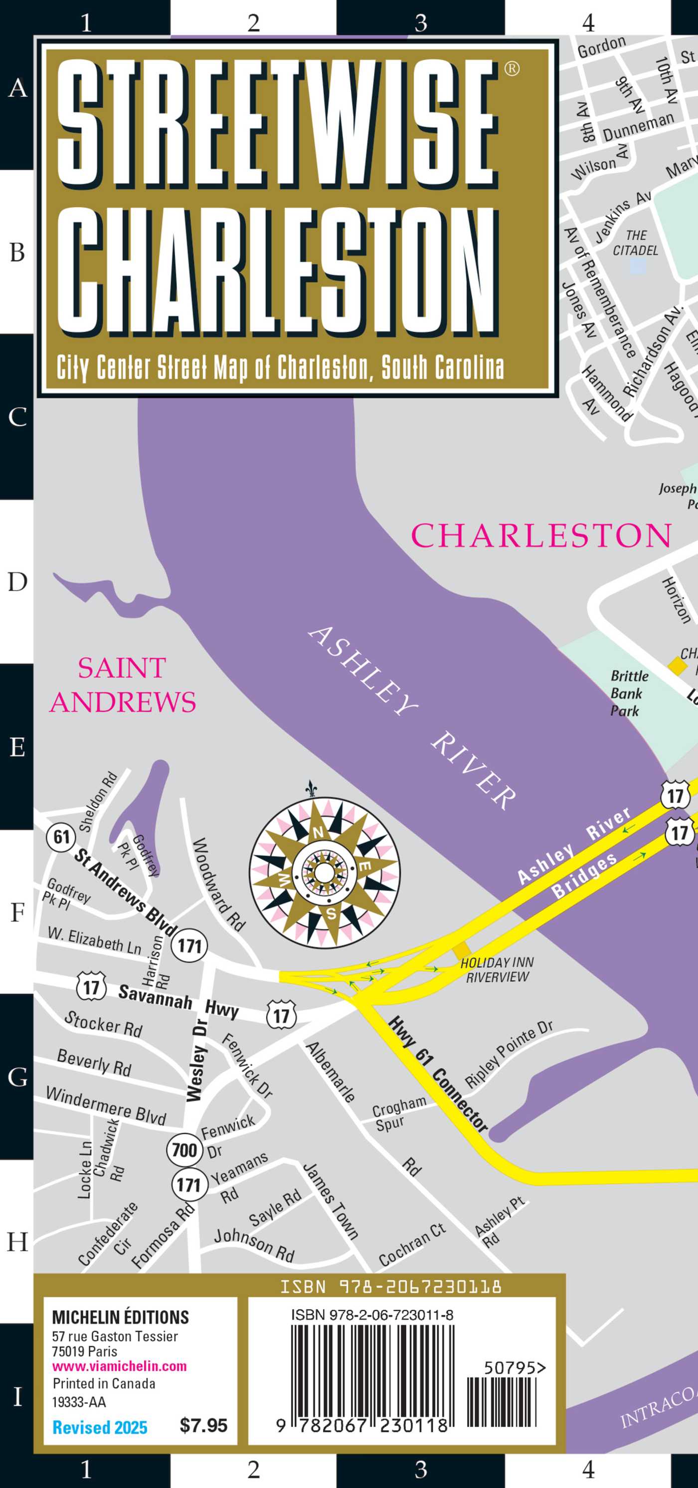 Streetwise Charleston Map - Laminated City Center Street Map of Charleston, South Carolina